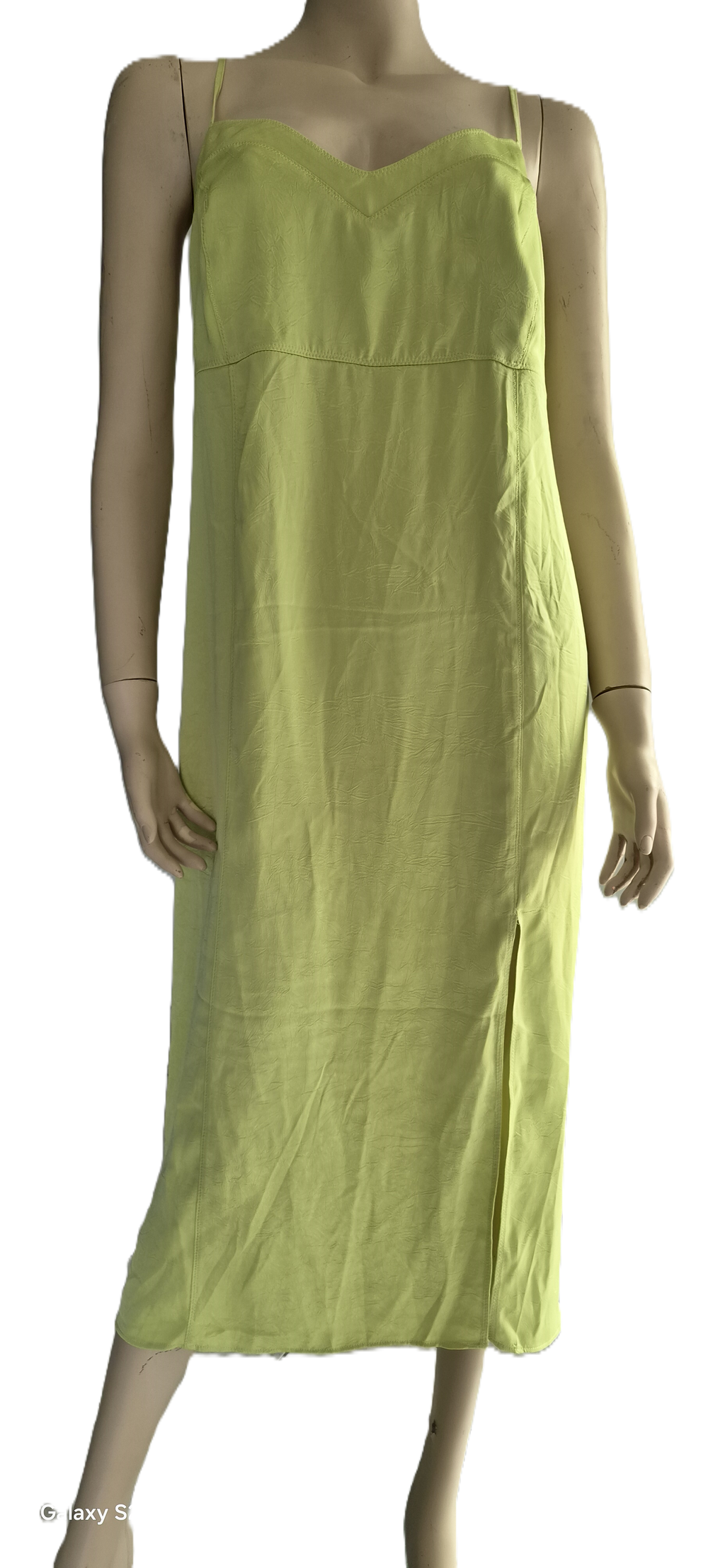 Robe Midi H&M Vert Citron — Dos Nu Col Cœur — XL — Neuve avec étiquette