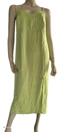 Robe Midi H&M Vert Citron — Dos Nu Col Cœur — XL — Neuve avec étiquette