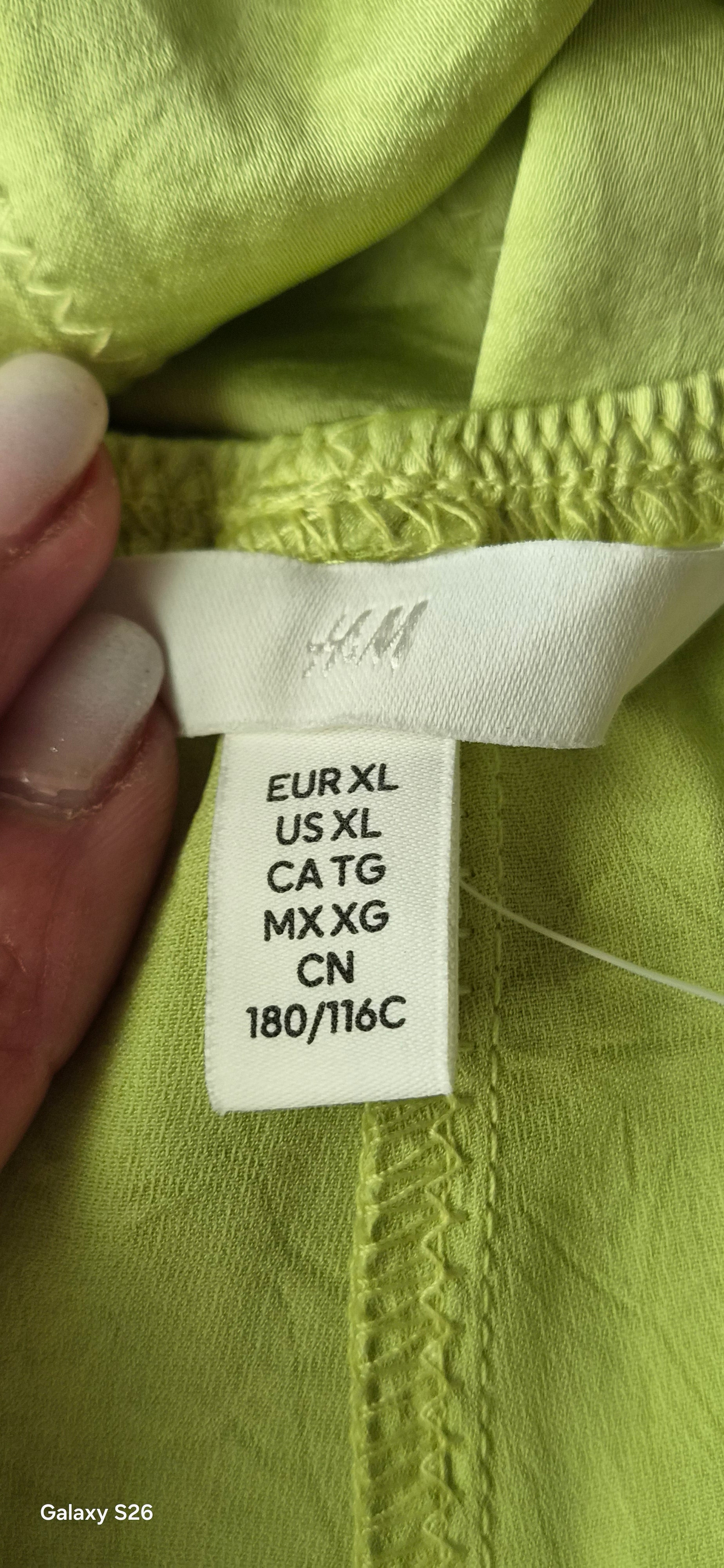 Robe Midi H&M Vert Citron — Dos Nu Col Cœur — XL — Neuve avec étiquette