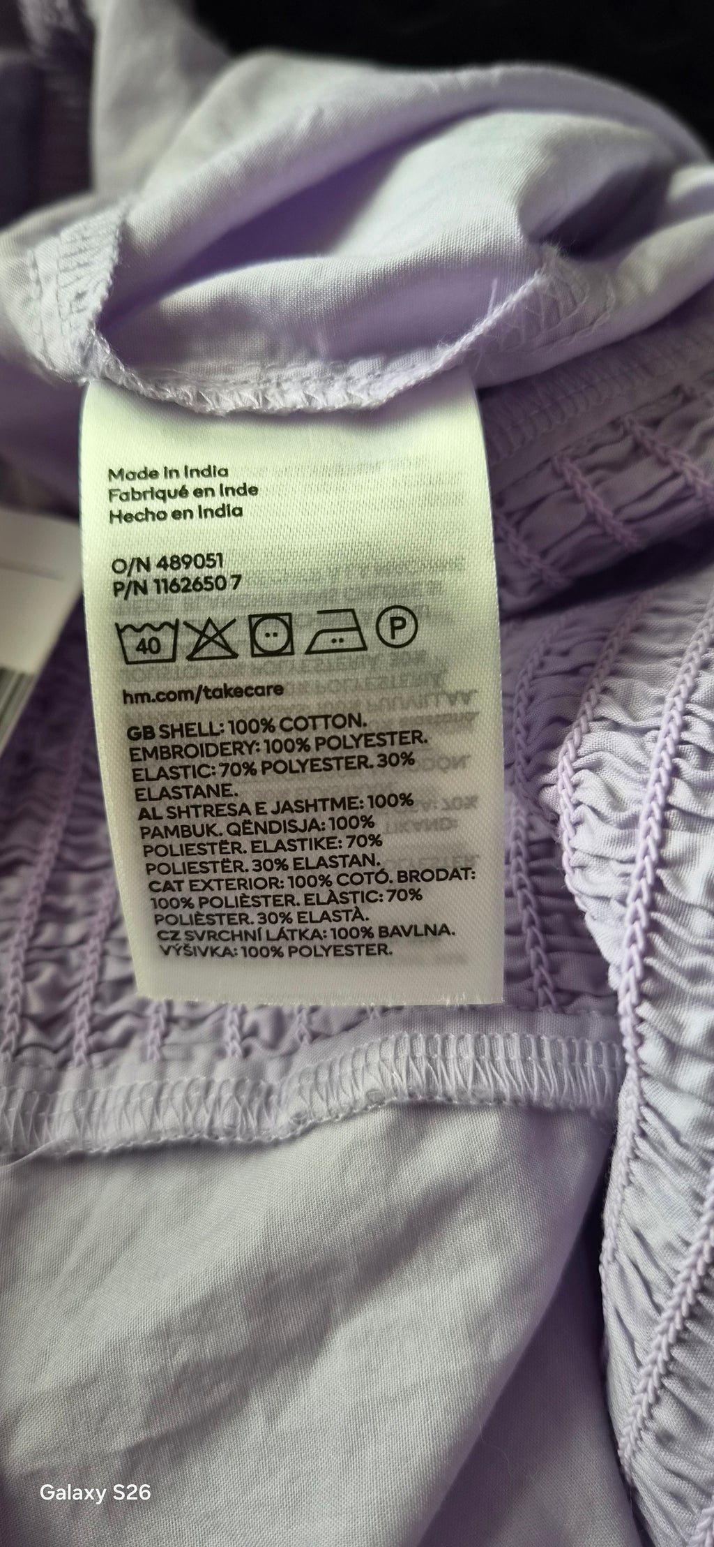Crop Top H&M Lilas — Col Carré Manches Bouffantes Broderie Anglaise — M — Neuf avec étiquette