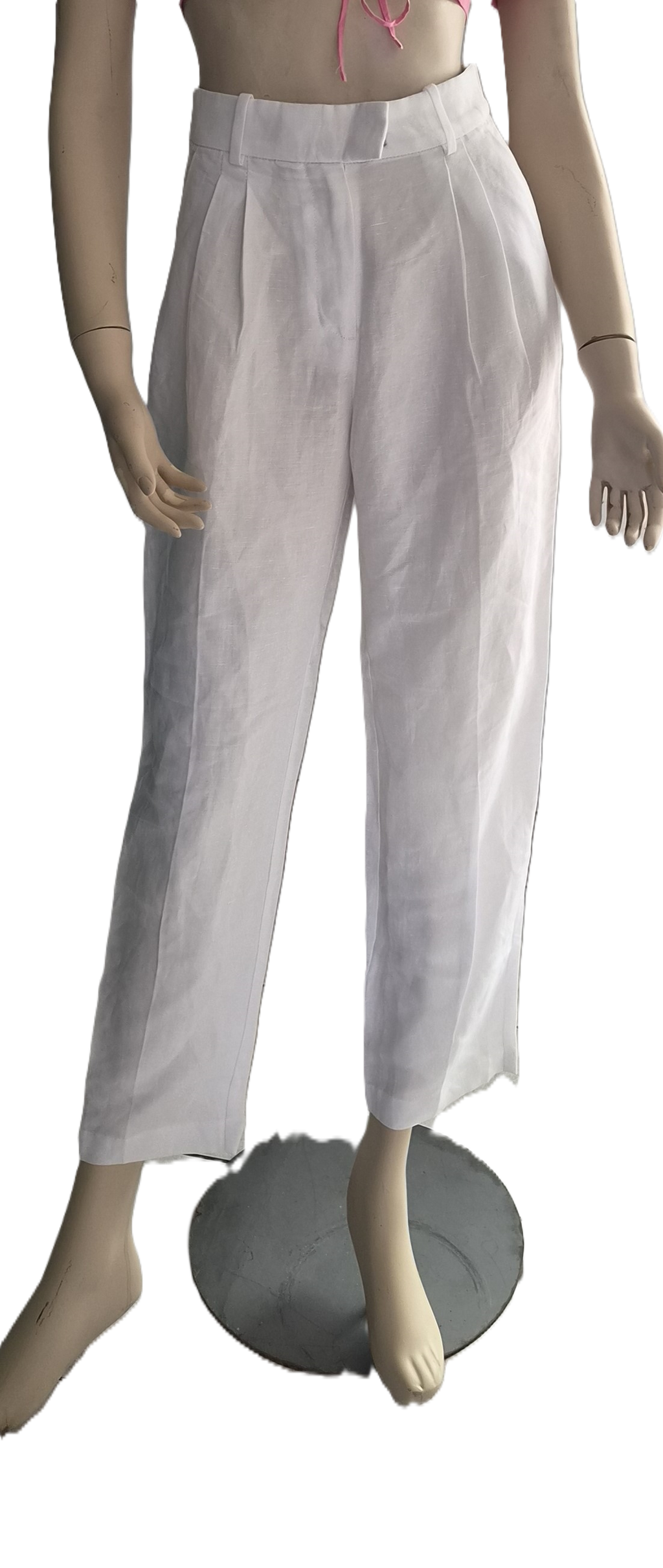 Pantalon H&M Linen Blend Blanc Taille Haute — EUR 34 — Neuf avec étiquette