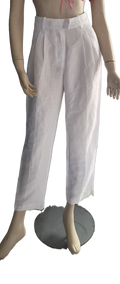 Pantalon H&M Linen Blend Blanc Taille Haute — EUR 34 — Neuf avec étiquette