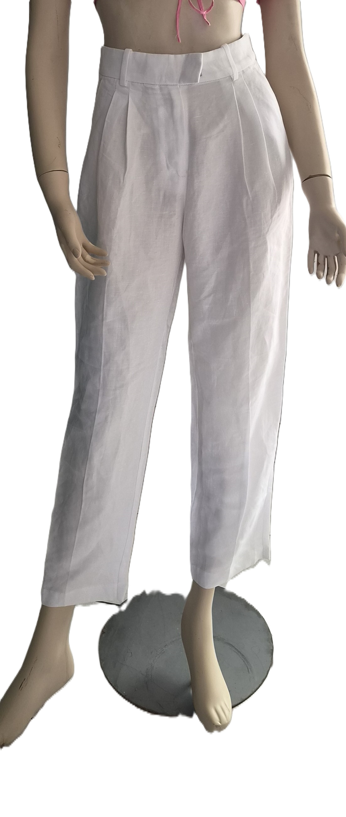 Pantalon H&M Linen Blend Blanc Taille Haute — EUR 34 — Neuf avec étiquette