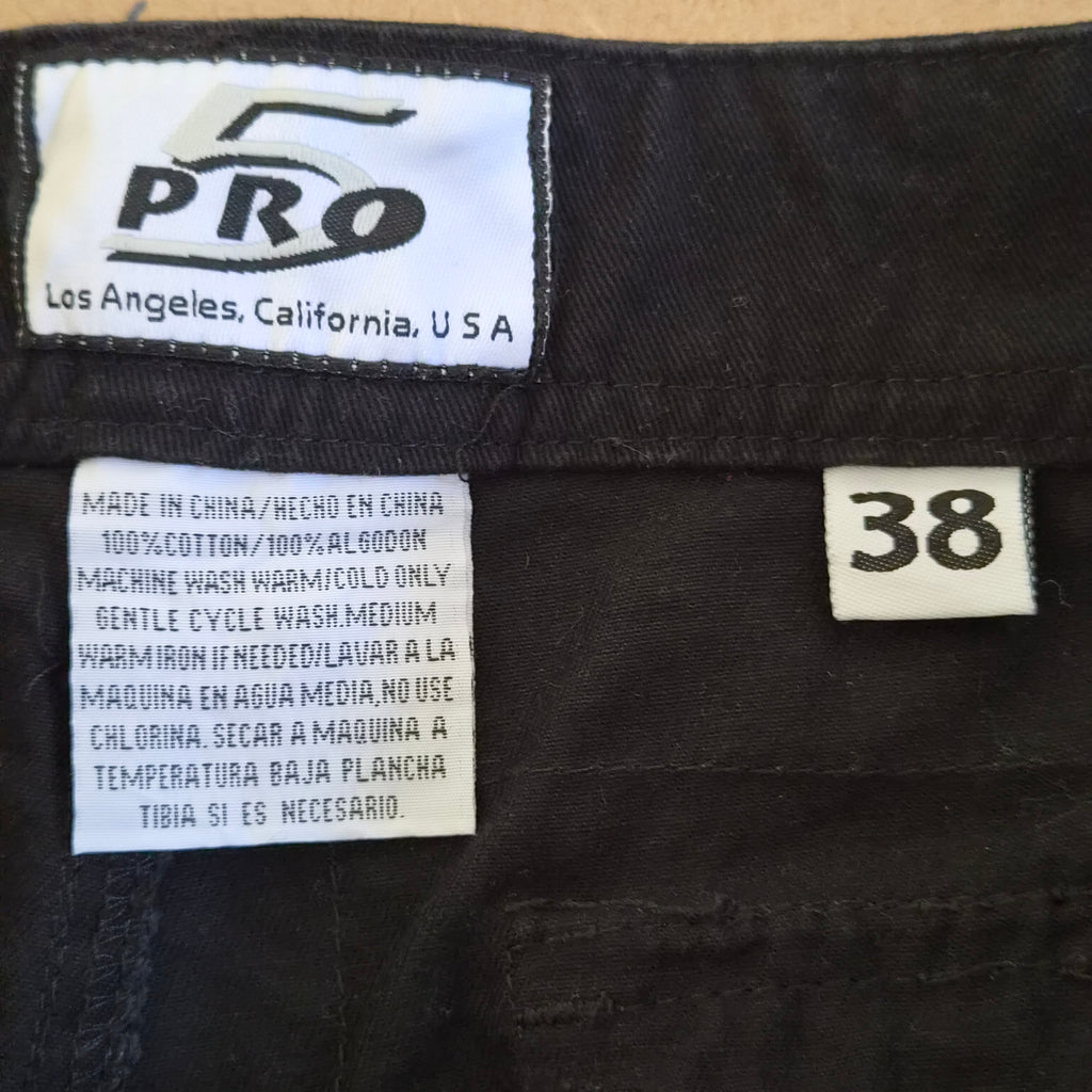Short Cargo Baggy Noir "Pro 5 Los Angeles" – Heavyweight Streetwear – Taille 38 (XXL)