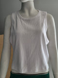 Crop top H&M côtelé blanc - vue de face sur mannequin