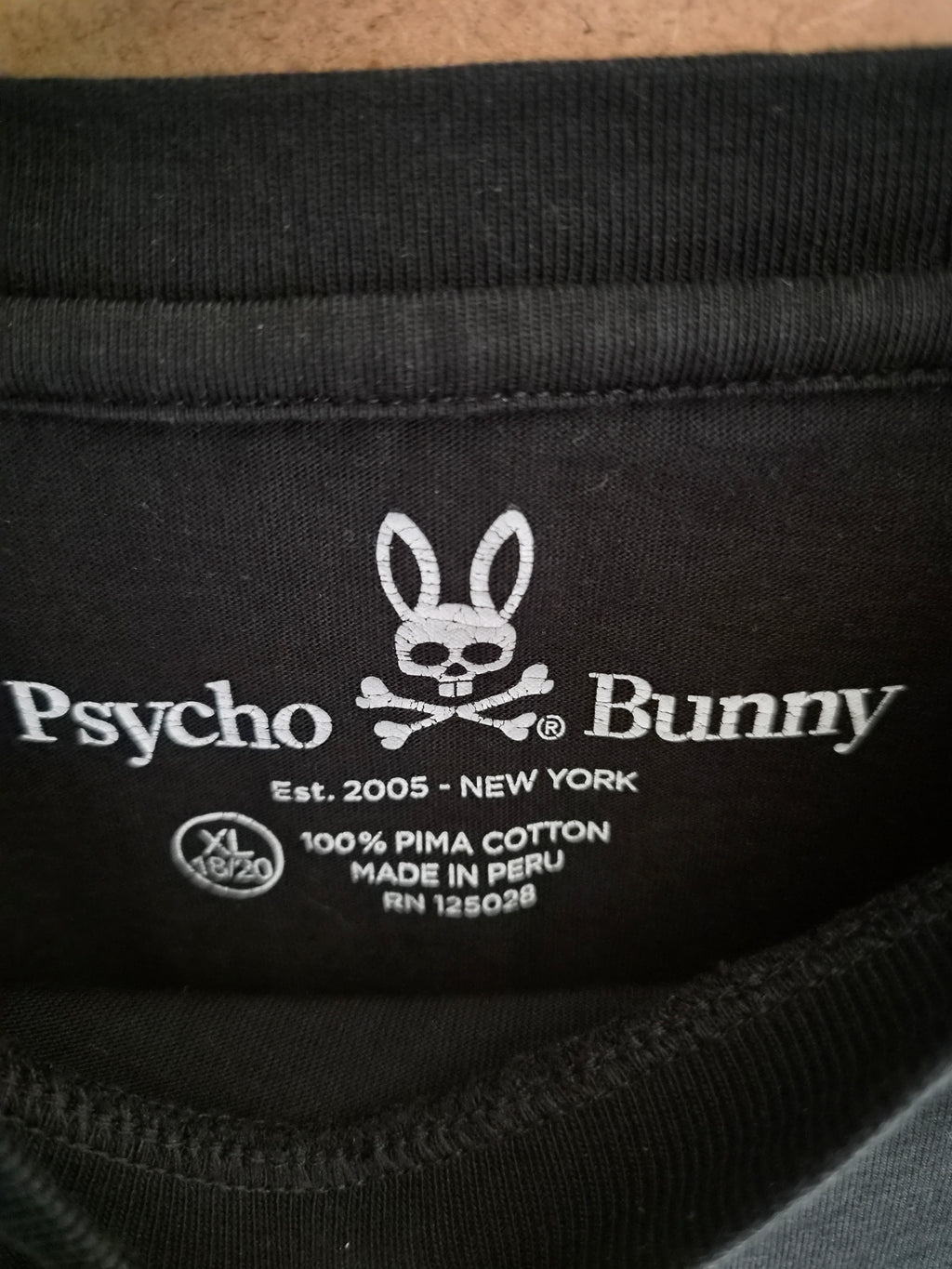 T-shirt Noir Graphique Psycho Bunny - 100% Coton Pima - Taille S femme