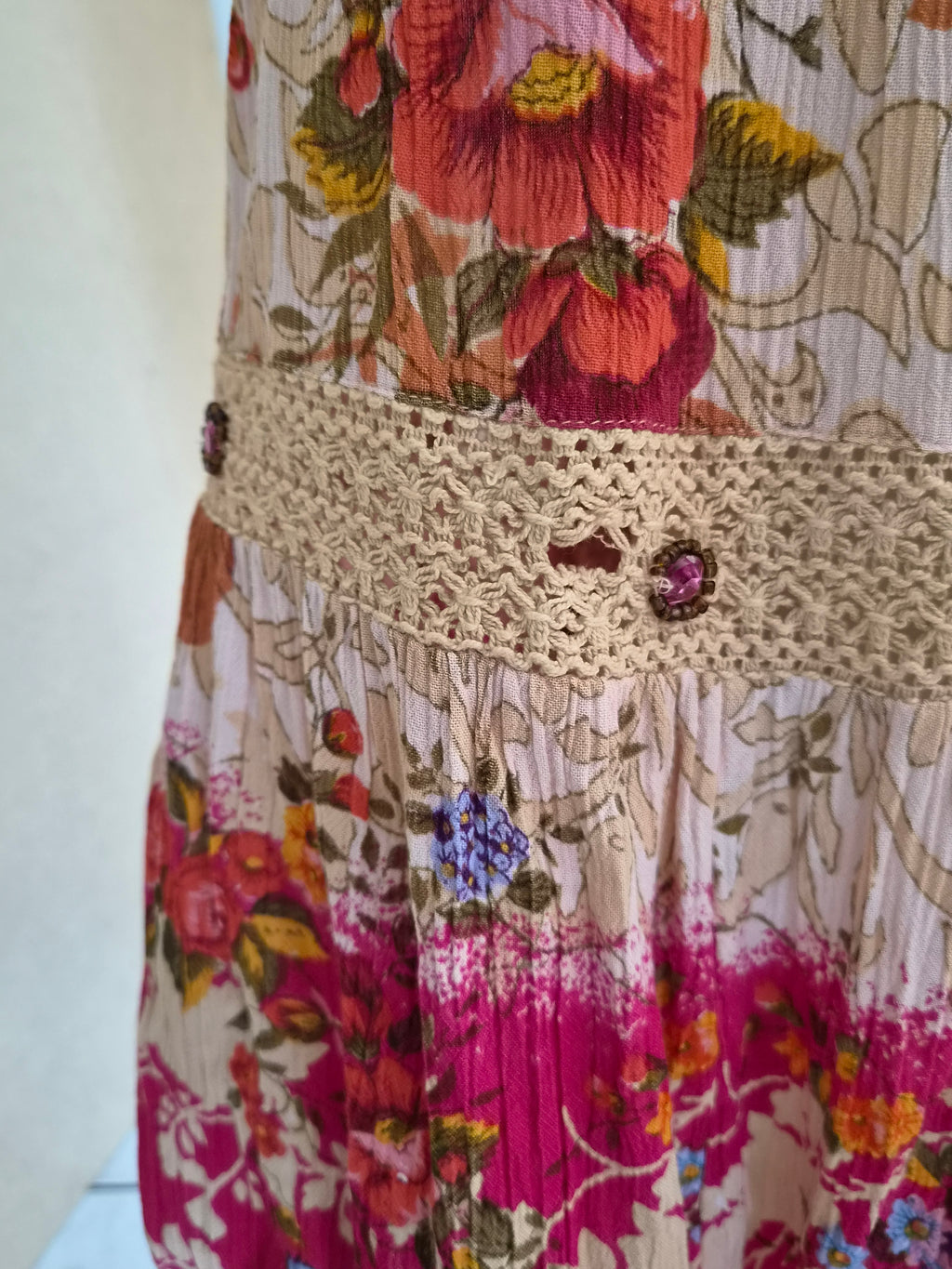 Jupe Longue Vintage Fleurie – Taille Élastique- Taille 40