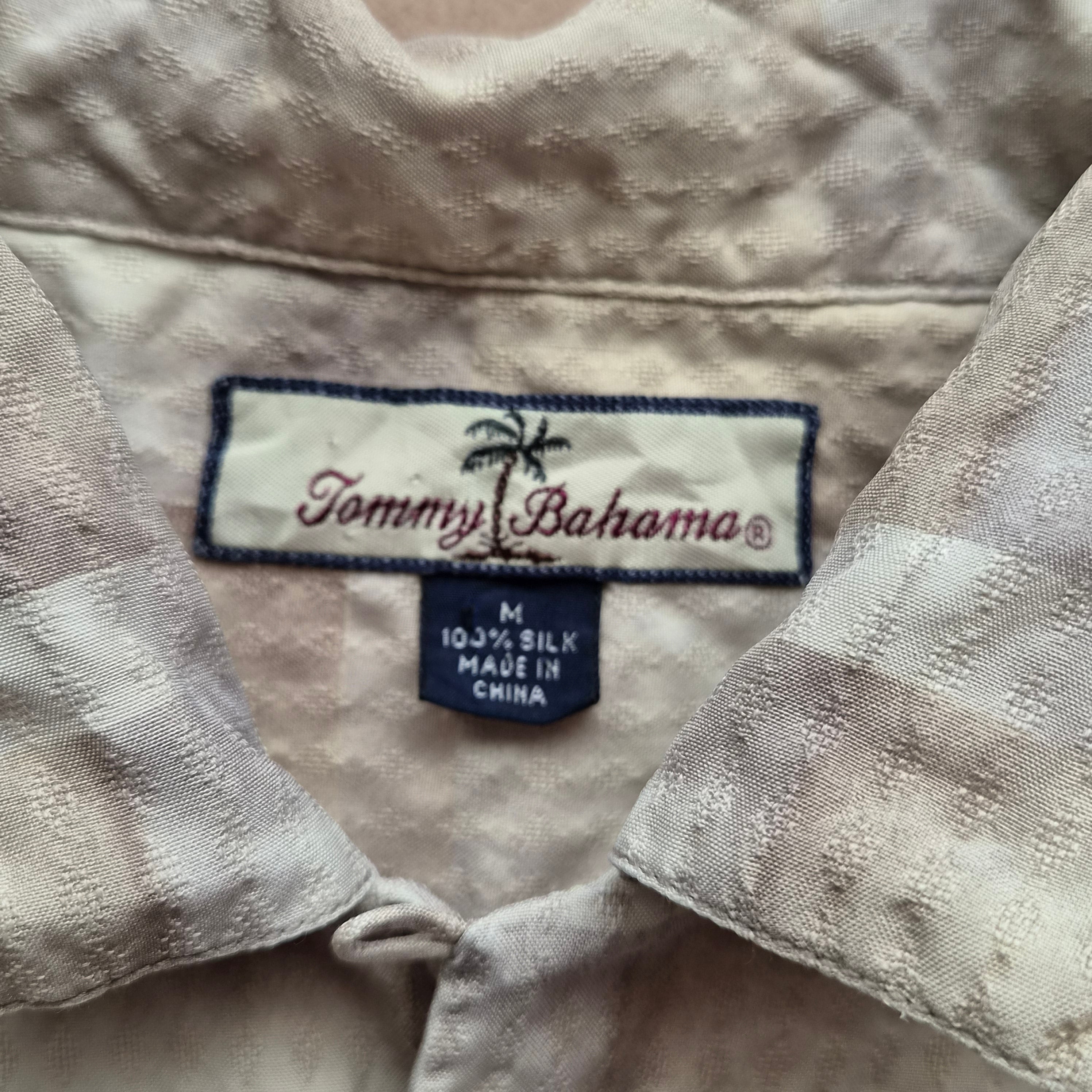 Chemise Hawaïenne Vintage Tommy Bahama - Motif Géométrique Abstrait Beige - Soie - M